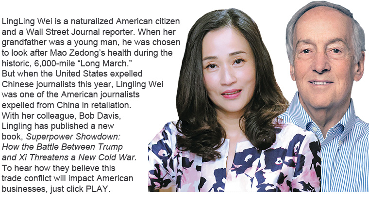 Lingling Wei with Bob Davis, co-authors of Superpower Showdown